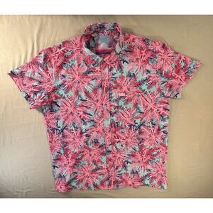 Retro Rifle Supersonic Palm Hawaiian Button Down Short Sleeve Men's XL